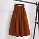 Spring and summer new high -waisted thin waist pine tight waist button decorative pocket design medium long A -line skirt