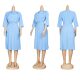 2023 European and American foreign trade women's new mid -length skirt African large size OL commute solid color dress
