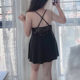 Fat Sister 2023 Summer New Style Plus Size Women's Clothes Loose Slim Belly Covering French Sexy Suspender Pajama Dress