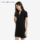 Tommy spring and summer women's piqué mesh elegant casual trim V-neck slim short-sleeved POLO dress