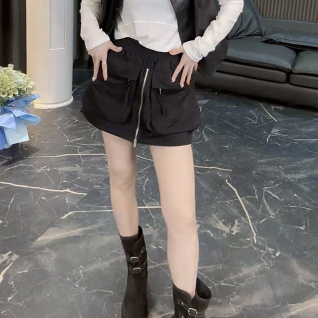 European products 2025 spring and summer new zipper large pocket pocket skirt for women loose versatile fashion hip-pack sports skirt