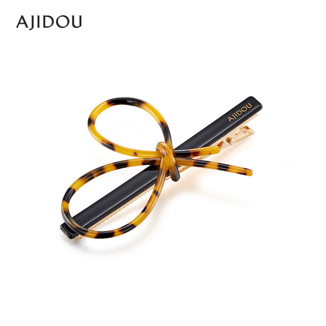 AJIDOU Ajidou hair clip women's acetate bangs clip leopard print bow edge clip light luxury one-word duckbill clip