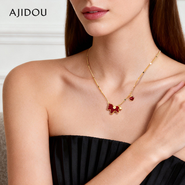 AJIDOU Ajidou necklace women's zodiac sign will make money soon pendant red love clavicle chain light luxury sweater chain