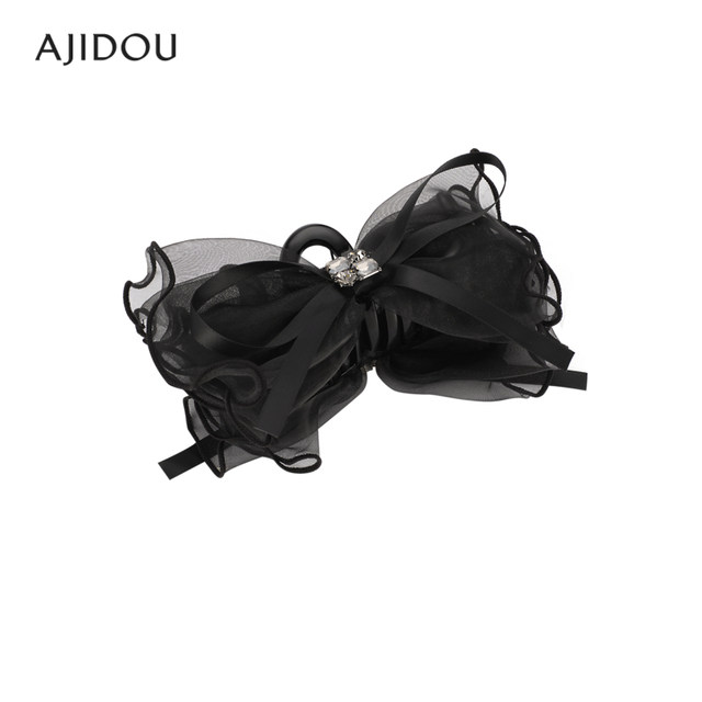AJIDOU Ajidou Clip Women's Black Shark Clip Mesh Versatile Bubble Korean Bow Hair Clip Hair Accessories