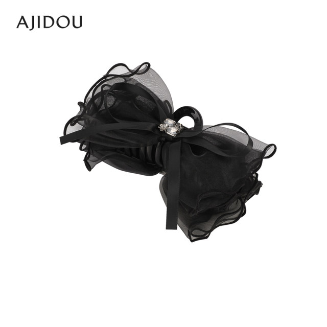 AJIDOU Ajidou Clip Women's Black Shark Clip Mesh Versatile Bubble Korean Bow Hair Clip Hair Accessories