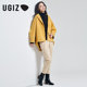 UGIZ winter new product Korean women's solid color casual suit collar front shorter long hair woolen female Udhd704