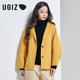 UGIZ winter new product Korean women's solid color casual suit collar front shorter long hair woolen female Udhd704