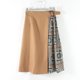 New Japanese style commuting versatile rear invisible zipper high waist slim A-line skirt for women splicing fashionable midi skirt