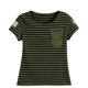 Camouflage T-shirt women's striped short-sleeved black sailor dance costume military green stretch cotton large size workwear round neck top