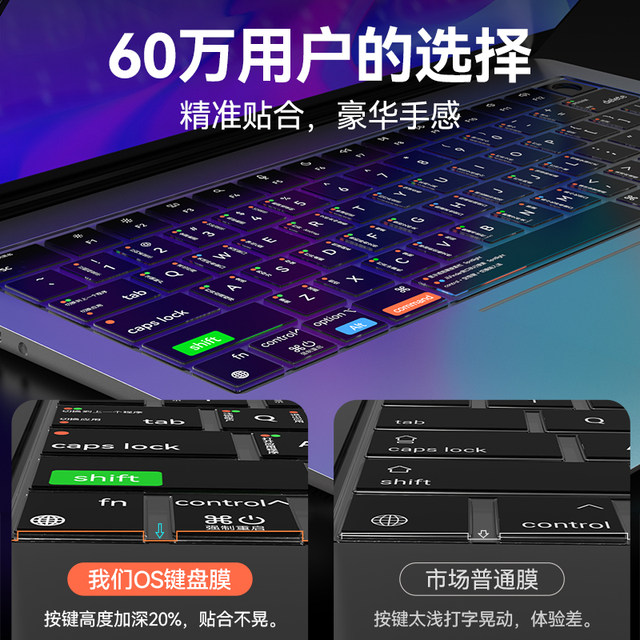 Macbook Apple Computer 14-inch Macbook Air13 Transparent M3 Keyboard Film Mac Protective Film Pro16 M2-inch Notebook Applicable to M4macbook Pro13.3 Shortcut Key Silicone