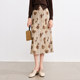 betu Baitu Romantic Printed Skirt New elastic waist slit pleated printed midi skirt
