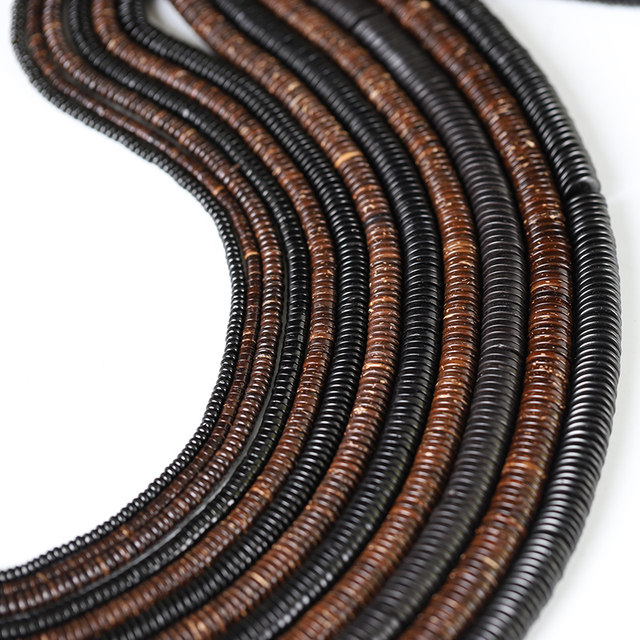 The whole natural original color black coconut shell partition beads coconut stem rosary beads Buddhist beads cultural jewelry Vajra Star Moon Accessories