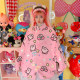 Exclusive original rice family cute Japanese original long -sleeved long -sleeved pink cartoon sweet soft girl shirt