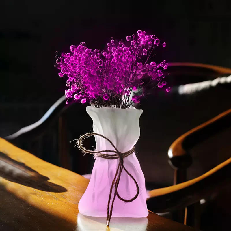 高顏值皺紙花瓶現代摺紙設計玻璃花樽滿天星花器家用宴會桌面花瓶 Taobao