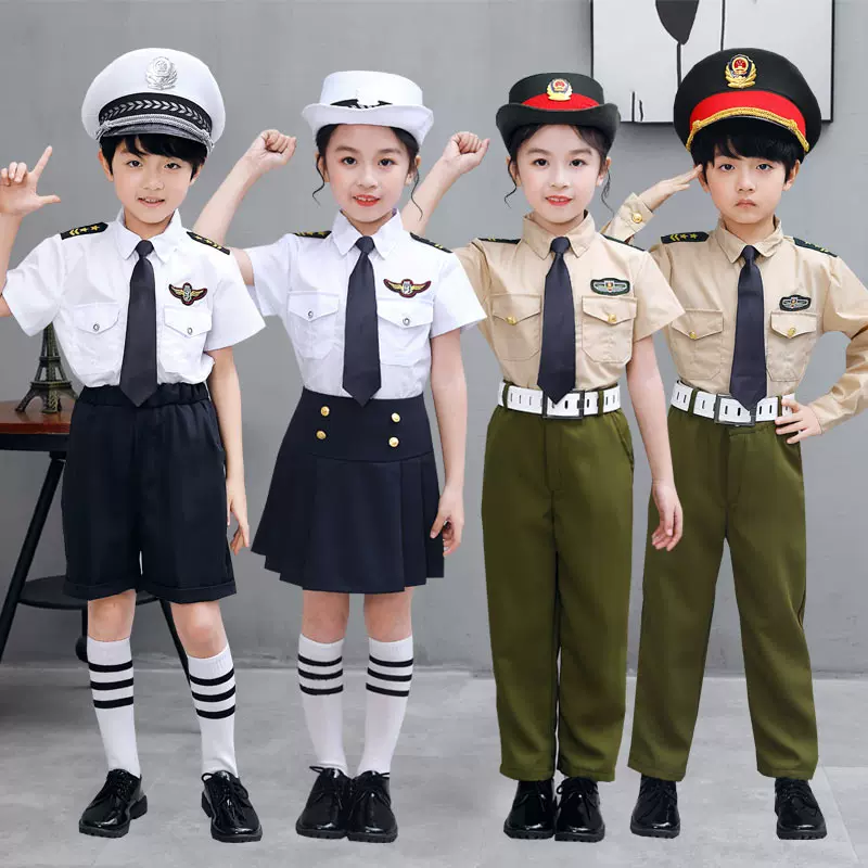 兒童軍裝陸軍空軍衣服套裝海軍小學生合唱團男女詩歌朗誦演出服
