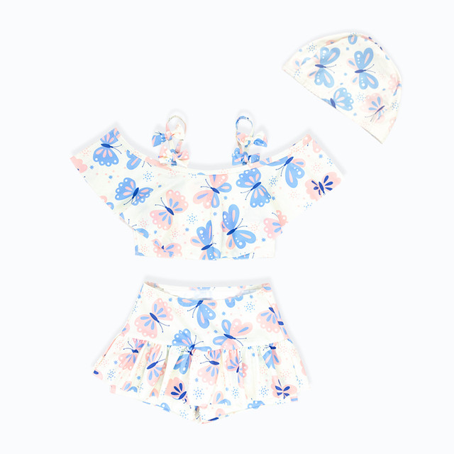 Children's swimsuit girl princess dress small, medium and large children cute swimsuit baby cartoon butterfly bikini swimsuit