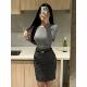 Pure style ins women's retro high waist slim flocking belt polka dot mid-length hip-covered skirt sexy women