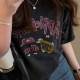 Large size women's clothing 2025 summer new fat MM casual versatile loose printed round neck front shoulder short-sleeved T-shirt top