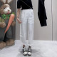 Large size women's clothing 2025 summer new high-waist thin white cropped pants fat mm hip-covering and slimming straight casual pants