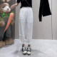 Large size women's clothing 2025 summer new high-waist thin white cropped pants fat mm hip-covering and slimming straight casual pants