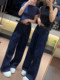 Large size women's clothing 2025 spring new high-waist straight jeans for women fat mm loose slimming wide-leg floor trousers