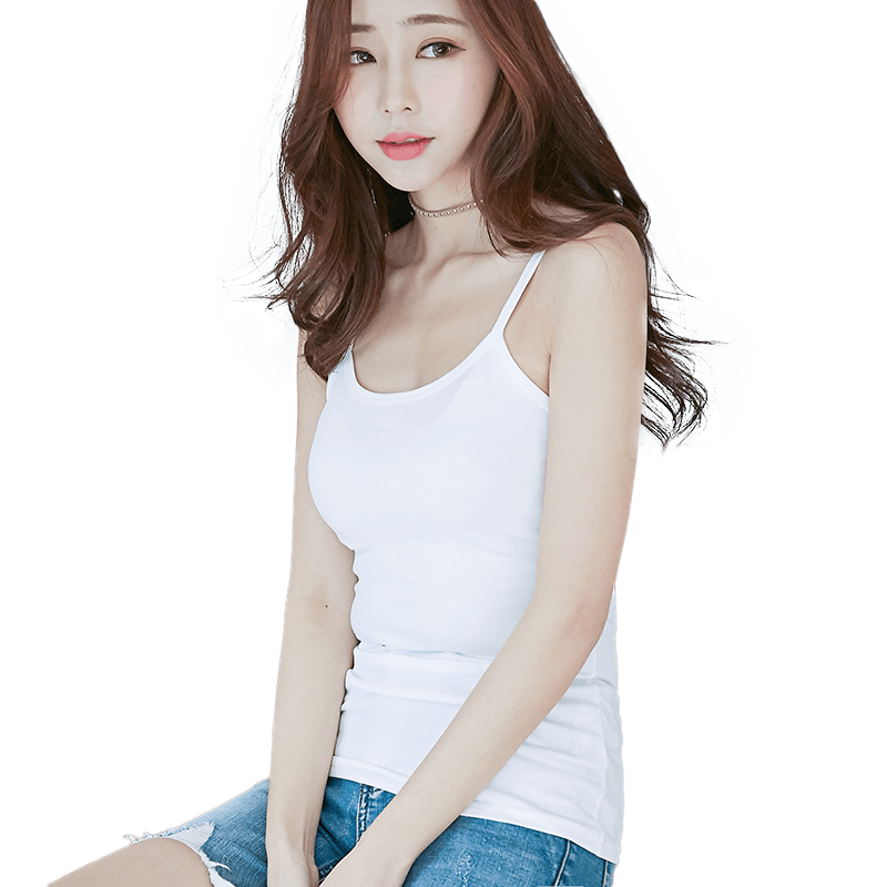 
2025 new Korean version white sleeveless suspender vest base shirt with spring and autumn slim short T-shirt for women summer sexy