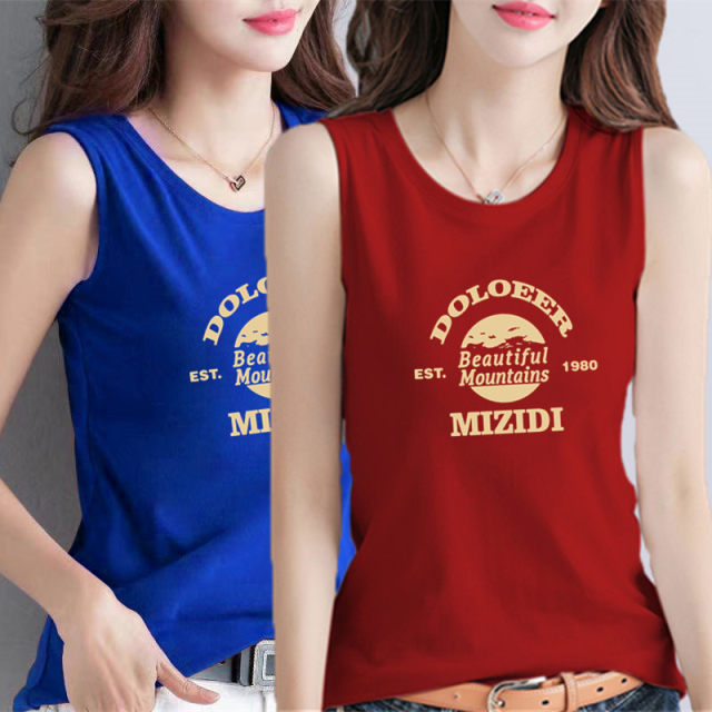 Sport vest for women in summer, pure cotton white large size inner wear, breathable loose slim sleeveless vest base shirt for women