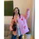 Gold large-segment embroidered down jacket for women in autumn and winter 2024 new design lightweight large-size short pink jacket