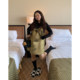 Gold large-sleeved sleeveless vest skirt for women in spring and summer 2025 new fat mm large-size women's dopamine dress