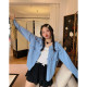 Dazi gold large-screw black ear sweater jacket for women's spring and autumn 2025 new Korean large-size outer knitted sweater