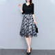 Spring and Autumn versatile skirt for women with high waist slim mesh floral A-line skirt artistic fashion mid-length umbrella skirt