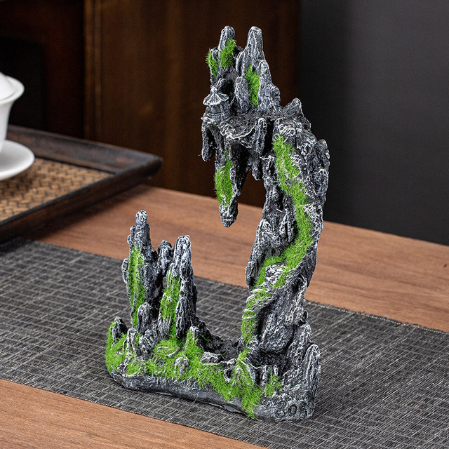 Simulation fake mountain stone home decoration desktop ornaments gardening green plants small ecological bonsai fish tank landscaping ornaments
