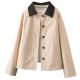 Spring and Autumn Large Size 200 Jin [Jin equals 0.5 kg] Fat mm American lapel contrast jacket jacket for women's work style shoulder-reducing age-reducing top trend