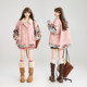 KEIKO [Padding/Warm] Exotic Jacquard Splicing Leather Jacket Winter American Fur Collar Leather Jacket