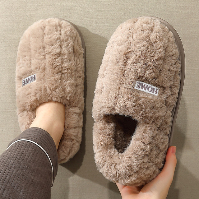 Cotton slippers for men autumn and winter 2025 new indoor home non-slip warm plus velvet thickened heel cotton shoes for men