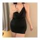 
Large size sexy lingerie mesh perspective tempting lace drawstring pajamas women's fat wife nightgown dress short skirt