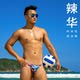 Feather bikini ultra-low waist narrow edge protruding men's swimming trunk triangle half-pack T-shaped tight sexy sexy and spicy
