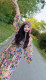 
Flower Duoduo South Korean saurus dress for women in summer long-sleeved V-neck loose mid-length fashion casual long skirt