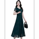 Temperament v-neck short-sleeved dress for women 2025 new Chinese style new summer mid-length printed mother's dress A-line skirt