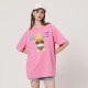 kodice spring and summer new pink cotton round neck T-shirt short-sleeved top cartoon printed loose casual women's clothing