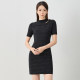 kodice autumn and winter new women's black half-high neck hot diamond hollow knitted dress slim short-sleeved fashion