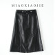 Oil wax leather high-end sheepskin genuine leather skirt long skirt women's slim high waist hip slit one-step skirt retro skirt