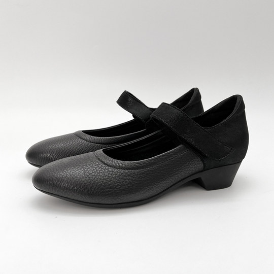 Soft and comfortable single shoes, mid-heel genuine leather cabinet, Yaste women's shoes, soft-surface, soft-soled mother's shoes, mid-heel Velcro work shoes