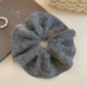 Gray large rabbit fur knitted wool large intestine hair tie for women in autumn and winter with low ponytail hair rope and hair rubber band