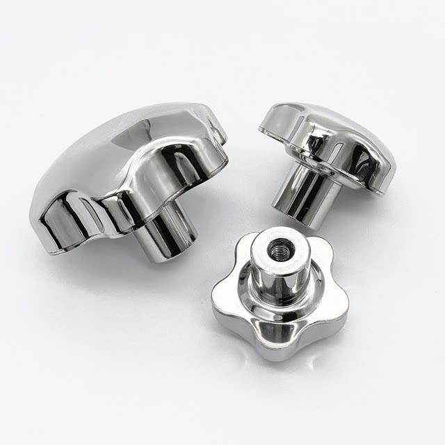 Stainless steel plum blossom handle hollow hand screw nut blind hole handwheel star handle mirror machine tool hexagonal round nut