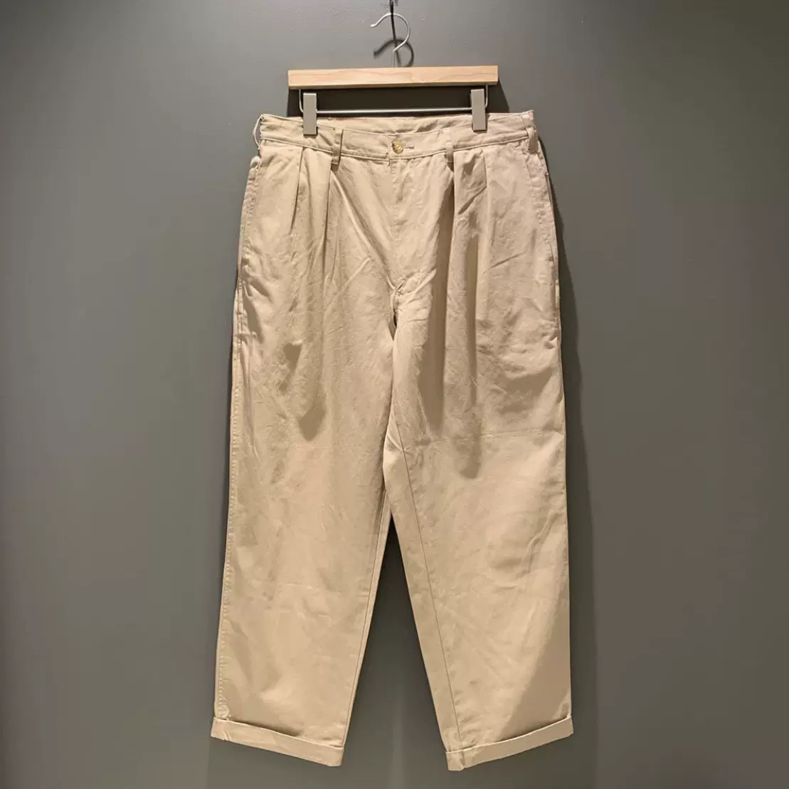 BEAMS SSZ 20AW 3P CHINO 九分裤直筒宽松褶皱卷边休闲长裤-Taobao