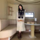
High-end French V-neck long-sleeved dress for women in spring and autumn 2025 new loose slim casual temperament long skirt