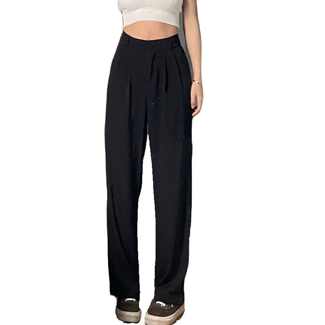 Drapey suit pants for women 2025 spring and summer new style for fat girls to wear high-waisted slimming loose wide-leg casual pants