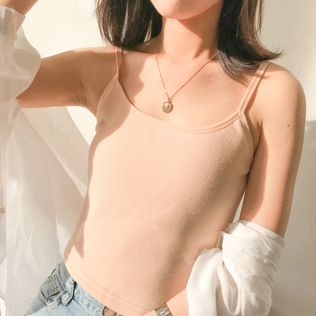 2025 autumn and winter new warm vest for women plus velvet thickened inner wear Korean slim suspender short base shirt