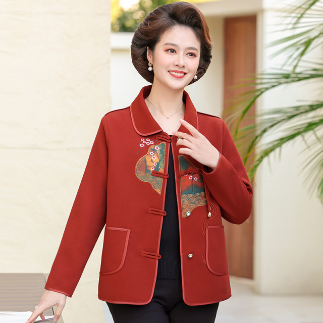 Spring new mother jacket Chinese style version fashionable autumn cardigan middle-aged and elderly women's tops small